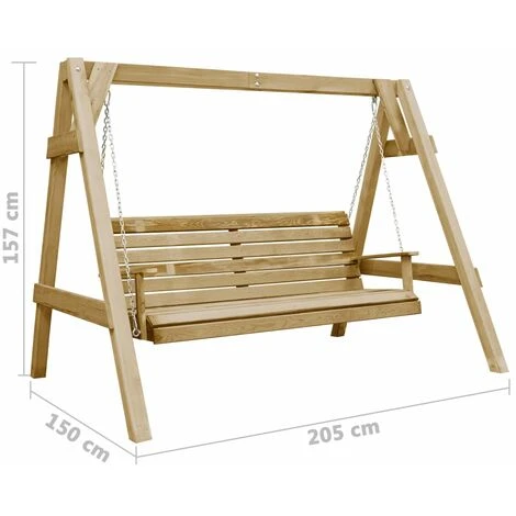 Banco Balancín Jardín Madera Pino Impregnada 205x150x157 Cm VidaXL 5 Banco Balancín Jardín Madera Pino Impregnada 205x150x157 Cm VidaXL - Imagen 5