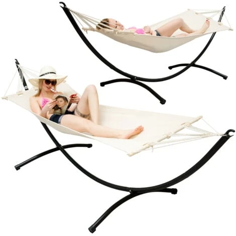 Hamaca De Jardín Con Soporte 300x100cm Tumbona Con Estructura Metálica 4 Hamaca De Jardín Con Soporte 300x100cm Tumbona Con Estructura Metálica - Imagen 4