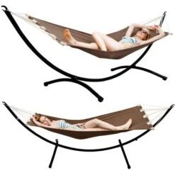 Hamaca De Jardín Con Soporte - 300x100cm Tumbona Con Estructura Metálica -Mano Mano Ventas 11251927 4