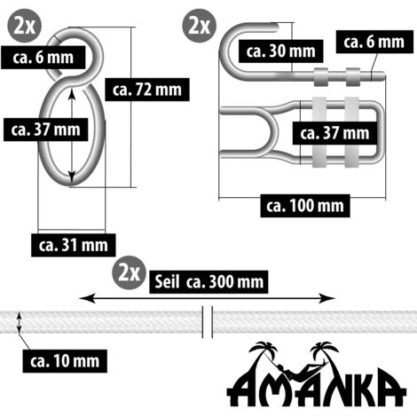 Kit Para Colgar Hamacas A Los Àrboles Cuerda 6 M Peso Máximo Soportado 160 Kg Kits Completo 5 Kit Para Colgar Hamacas A Los Àrboles Cuerda 6 M Peso Máximo Soportado 160 Kg Kits Completo - Imagen 5