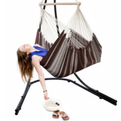 AMANKA XXL Silla Colgante Para Sentarse 2 Personas Hamaca 185x130cm 150Kg Sillón Para Mecerse Columpio 100% Algodón Incl Pivote Giratorio 360° Rayas Marrones 9 AMANKA XXL Silla Colgante Para Sentarse 2 Personas Hamaca 185x130cm 150Kg Sillón Para Mecerse Columpio 100% Algodón Incl Pivote Giratorio 360° Rayas Marrones -Mano Mano Ventas 11252015 5