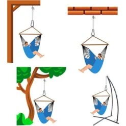 Conjunto De Suspensión Para Sillón Colgante Kit Para Colgar Sillas Colgantes Columpios Asientos Suspendidos Robusto Metal Incl. Cuerda Mosquetón Cáncamo Peso Máximo Soportado Ca 160 Kg -Mano Mano Ventas 11252043 4