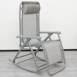 Mecedora De Jardin AMANKA Con Reposapiernas Y Respaldo Ajustables Plegable Y Reclinable Estructura En Acero Aprox 178x70cm Peso Máx Soportado 120Kg Gris -Mano Mano Ventas 11252084 4