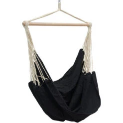 AMANKA XXL Silla Colgante Para Sentarse 2 Personas Hamaca 185x130cm 150Kg Sillón Para Mecerse Columpio 100% Algodón Incl Pivote Giratorio 360° Negro -Mano Mano Ventas 11252098 3