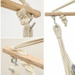 AMANKA Hamaca 185x130cm EXTRA-SEGURA Silla Colgante De Algodón XXL Grande Columpio De Lona Asiento Suspendido Gris -Mano Mano Ventas 11252203 3