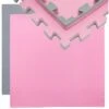 Eyepower Suelo De Gimnasio De EVA Espeso 20mm Esterilla Puzle 90x90cm Incl Marco Para Deporte Ejercicio Extensible Doble Faz Gris Rosa
