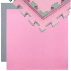 Eyepower Suelo De Gimnasio De EVA Espeso 20mm Esterilla Puzle 90x90cm Incl Marco Para Deporte Ejercicio Extensible Doble Faz Gris Rosa