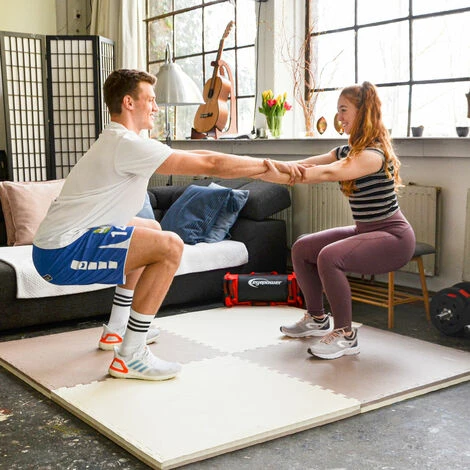 Eyepower Suelo De Gimnasio De EVA Espeso 40mm Esterilla Puzle 90x90cm Incl Marco Para Deporte Ejercicio Extensible Doble Faz Marrón Beige 4 Eyepower Suelo De Gimnasio De EVA Espeso 40mm Esterilla Puzle 90x90cm Incl Marco Para Deporte Ejercicio Extensible Doble Faz Marrón Beige - Imagen 4