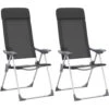Sillas De Camping Plegables De Aluminio 2 Unidades Negro VidaXL