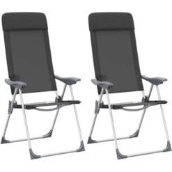 Sillas De Camping Plegables De Aluminio 2 Unidades Negro VidaXL
