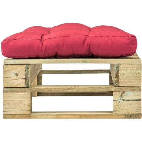 Otomana De Jardín De Palés Con Cojín Rojo De Madera Verde VidaXL 2 Otomana De Jardín De Palés Con Cojín Rojo De Madera Verde VidaXL - Imagen 2