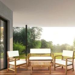 Conjunto Jardín En Madera De Acacia Con Mesa, Banco Y 2 Sillones Aktive Garden -Mano Mano Ventas 11652770 5