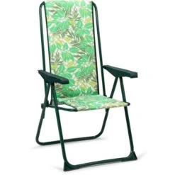 Silla Plegable De Jardín Solenny Reclinable Acolchada Con Respaldo Alto 62x60x105 Cm 5 Posiciones