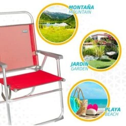 Silla Plegable Fija Aluminio Aktive Beach - Rojo -Mano Mano Ventas 12178429 5