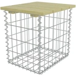 Taburete De Jardín De Acero Galvanizado Y Pino 40x40x45 Cm VidaXL