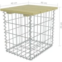 Taburete De Jardín De Acero Galvanizado Y Pino 40x40x45 Cm VidaXL -Mano Mano Ventas 12187108 3