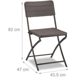 Relaxdays Pack De 2 Sillas Plegables De Jardín Y Terraza, Plástico Y Hierro, Marrón, 82 X 43,5 X 47 Cm -Mano Mano Ventas 12225469 4