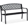 Relaxdays Banco Jardín Y Terraza De 2 Plazas Con Diseño Enrejado, Hierro Fundido Y Acero, 86,5 X 127,5 X 58,5 Cm, Negro