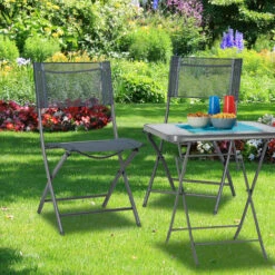 Relaxdays Pack De 2 Sillas Plegables Para Camping, Jardín Y Terraza, Metal Y Plástico, Antracita, 87 X 55 X 48 Cm -Mano Mano Ventas 12360660 2