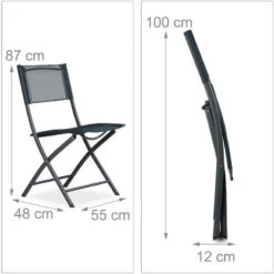Relaxdays Pack De 2 Sillas Plegables Para Camping, Jardín Y Terraza, Metal Y Plástico, Antracita, 87 X 55 X 48 Cm -Mano Mano Ventas 12360660 4