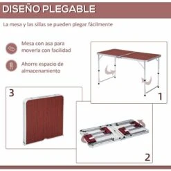 OUTSUNNY Mesa Maleta De Aluminio 4 Taburete Plegable De Acampada Picnic Altura Ajustable -Mano Mano Ventas 12514098 5