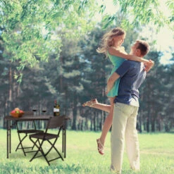 Relaxdays Mesa Plegable Jardín Y Terraza Con Forma Rectangular, Plástico Y Metal, Marrón, 74 X 120 X 60 Cm -Mano Mano Ventas 12587439 3