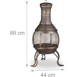 Relaxdays Brasero De Jardín, Atizador, Rejilla, Protección Antichispas, Parrilla, Horno Exterior, Altura 89 Cm, Bronce -Mano Mano Ventas 12953031 4