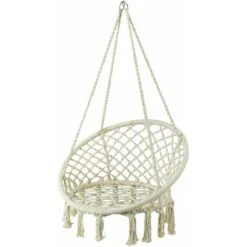 Silla Colgante De Macramé Con Cuerda De Algodón,Peso Máximo De 150kg OGS42-MI SoBuy ES