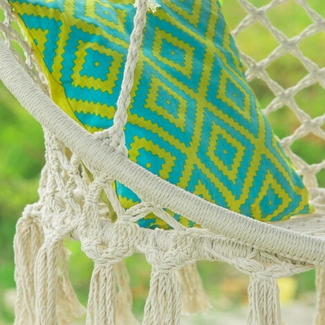 Silla Colgante De Macramé Con Cuerda De Algodón,Peso Máximo De 150kg OGS42-MI SoBuy ES 4 Silla Colgante De Macramé Con Cuerda De Algodón,Peso Máximo De 150kg OGS42-MI SoBuy ES - Imagen 4