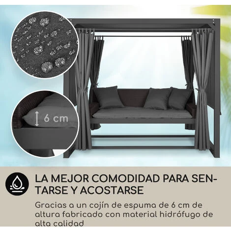 Blumfeldt Eremitage Columpio De Lujo 236 X 210 X 180 Cm Toldo Cortinas 2 Blumfeldt Eremitage Columpio De Lujo 236 X 210 X 180 Cm Toldo Cortinas - Imagen 2