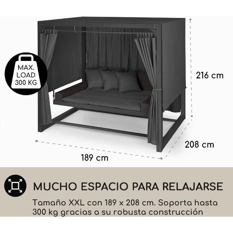 Blumfeldt Eremitage Columpio De Lujo 236 X 210 X 180 Cm Toldo Cortinas 5 Blumfeldt Eremitage Columpio De Lujo 236 X 210 X 180 Cm Toldo Cortinas - Imagen 5