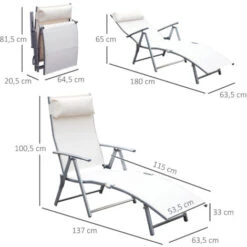OUTSUNNY Tumbona Plegable Respaldo Ajustable A 7 Niveles Almohada Acero -Mano Mano Ventas 13442850 3