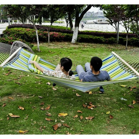 OUTSUNNY Hamaca Doble Colgante De Jardín Hamaca Ecológico Para Camping Con Almohada 3 OUTSUNNY Hamaca Doble Colgante De Jardín Hamaca Ecológico Para Camping Con Almohada - Imagen 3
