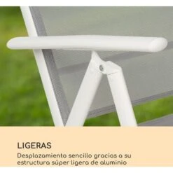 Blumfeldt Almeria Juego De 2 Sillas Plegables 59,5x107x68 Cm ComfortMesh Aluminio Blancas -Mano Mano Ventas 13659618 3 1