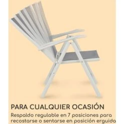 Blumfeldt Almeria Juego De 2 Sillas Plegables 59,5x107x68 Cm ComfortMesh Aluminio Blancas -Mano Mano Ventas 13659618 4 1