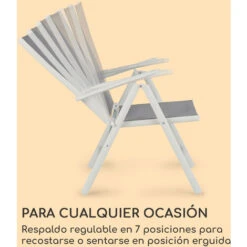 Blumfeldt Almeria Juego De 2 Sillas Plegables 59,5x107x68 Cm ComfortMesh Aluminio Blancas -Mano Mano Ventas 13659618 4