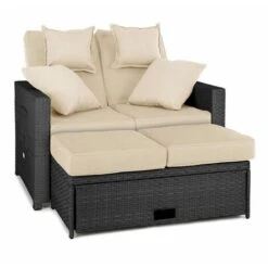 Blumfeldt Komfortzone Sofá Lounge De Ratán Dos Plazas Poliratán Mesa Plegable Gris -Mano Mano Ventas 13784447 4