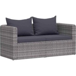 Juego De Sofás De Esquina De Jardín 2 Piezas Ratán PE Gris VidaXL