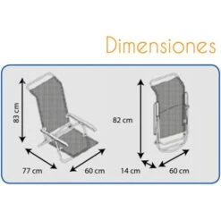 Silla De Playa Cama Plegable Solenny Reclinable Con Respaldo Bajo Y Asas 77x60x83 Cm 4 Posiciones -Mano Mano Ventas 13875717 4