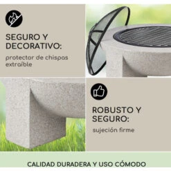 Blumfeldt Troja Fogata De Leña Hogar 75 Cm Ø Parrilla Acero MgO Piedra Artificial -Mano Mano Ventas 14308849 4