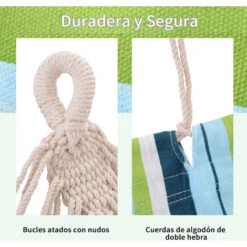 OUTSUNNY Hamaca De Algodón Para Jardín 200x150 Cm Hamaca Colgante Portátil Carga Máx. 180 Kg Para Acampar Piscina Camping Rayas Multicolor -Mano Mano Ventas 1443704 4