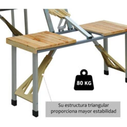OUTSUNNY Mesa Plegable Para Camping Picnic Playa Con 4 Asientos Y Agujero De Sombrilla Marco De Aluminio 138x85x68 Cm -Mano Mano Ventas 1443708 5