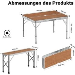 Mesa Maleta Camping Picknick Con 2 Bancos 90x66x70cm Plegable Aluminio Efecto Madera Portátil Jardín -Mano Mano Ventas 14853823 3