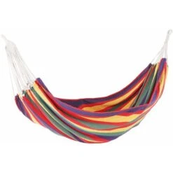 OUTSUNNY Hamaca De Algodón Para Jardín 210x150 Cm Hamaca Colgante Portátil Carga Máx. 180 Kg Para Acampar Piscina Camping Rayas Multicolor