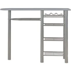 Mesa Y Taburetes De Cocina Con Estantes De Madera Y Acero Gris VidaXL -Mano Mano Ventas 15728991 4