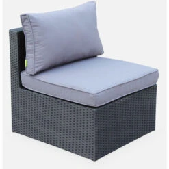 Muebles De Jardin, Conjunto Sofa De Exterior, Negro Gris, 5 Plazas - Benito -Mano Mano Ventas 1610270 3