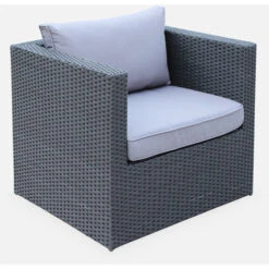 Muebles De Jardin, Conjunto Sofa De Exterior, Negro Gris, 5 Plazas - Benito -Mano Mano Ventas 1610270 4