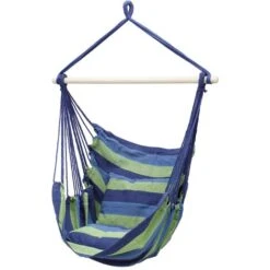 Hamaca Silla Colgante Asiento Columpio Para Jardín +2 Cojines Color Azul/verde