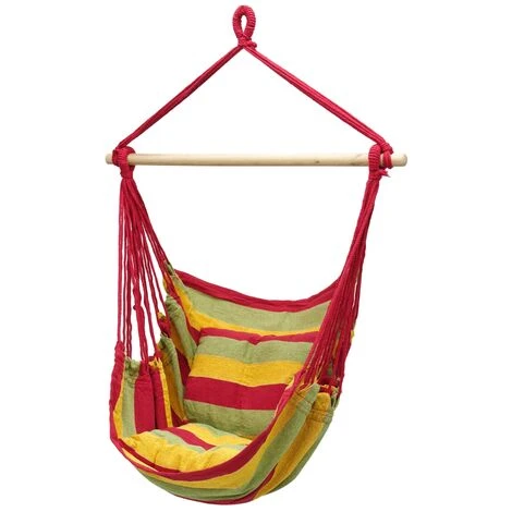 Hamaca Silla Colgante Asiento Columpio Para Jardín+2 Cojines Rojo/verde/amarillo 1 Hamaca Silla Colgante Asiento Columpio Para Jardín+2 Cojines Rojo/verde/amarillo