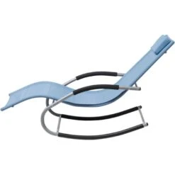 Tumbona Mecedora De Jardín De Acero Azul Con Cojín Para La Cabeza Carano -Mano Mano Ventas 16533960 5